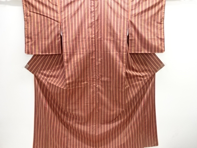 未使用品　縞模様織り出し手織り紬着物